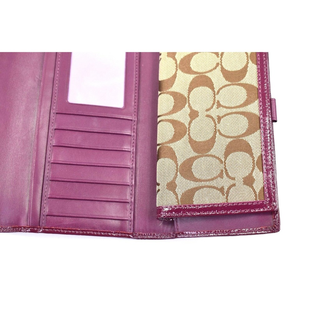 Coach Signature Collection Wallet Brown Purple Woven Jacquard Leather NWT - Picture 6 of 11